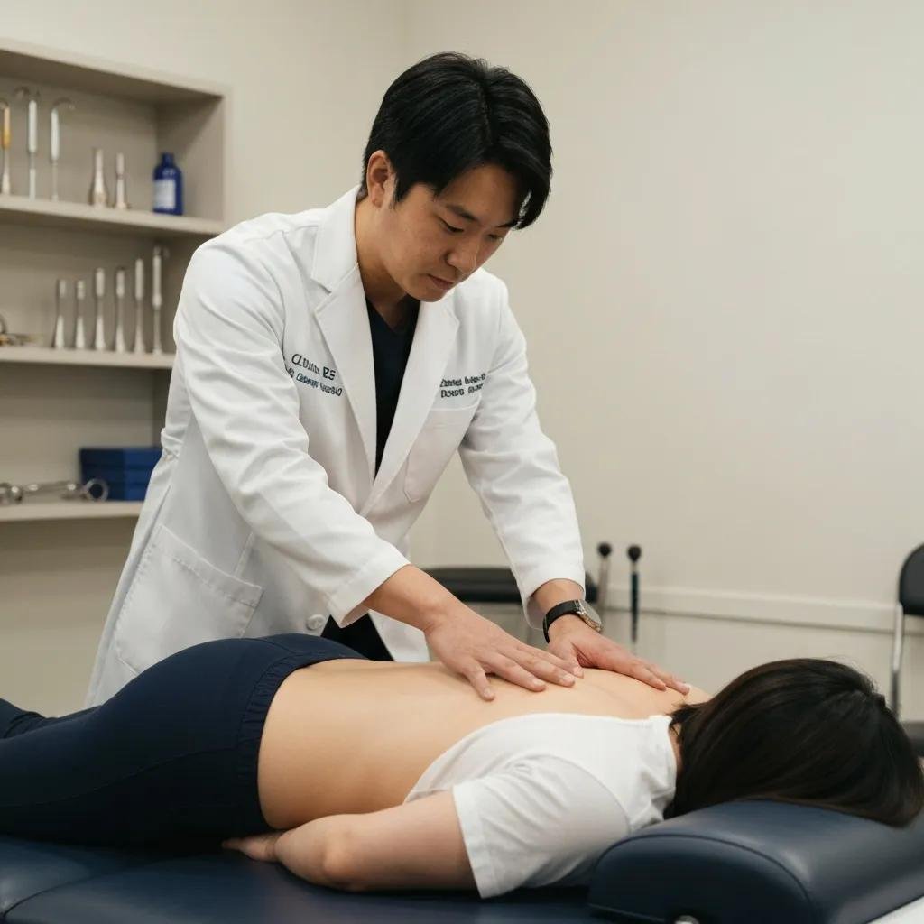Chiropractor performing a precise adjustment on a patient's back in a professional clinic