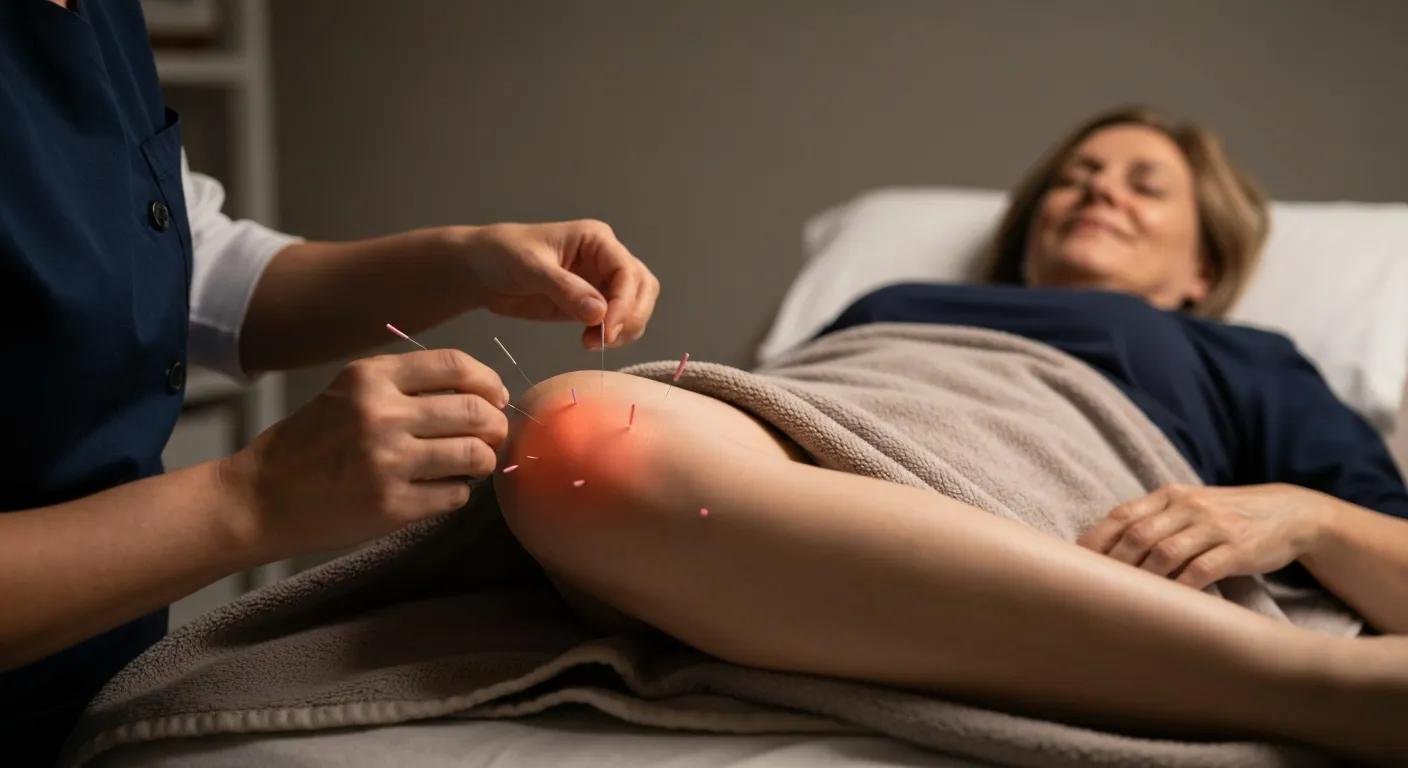 Acupuncture treatment focused on the knee to reduce pain and improve mobility
