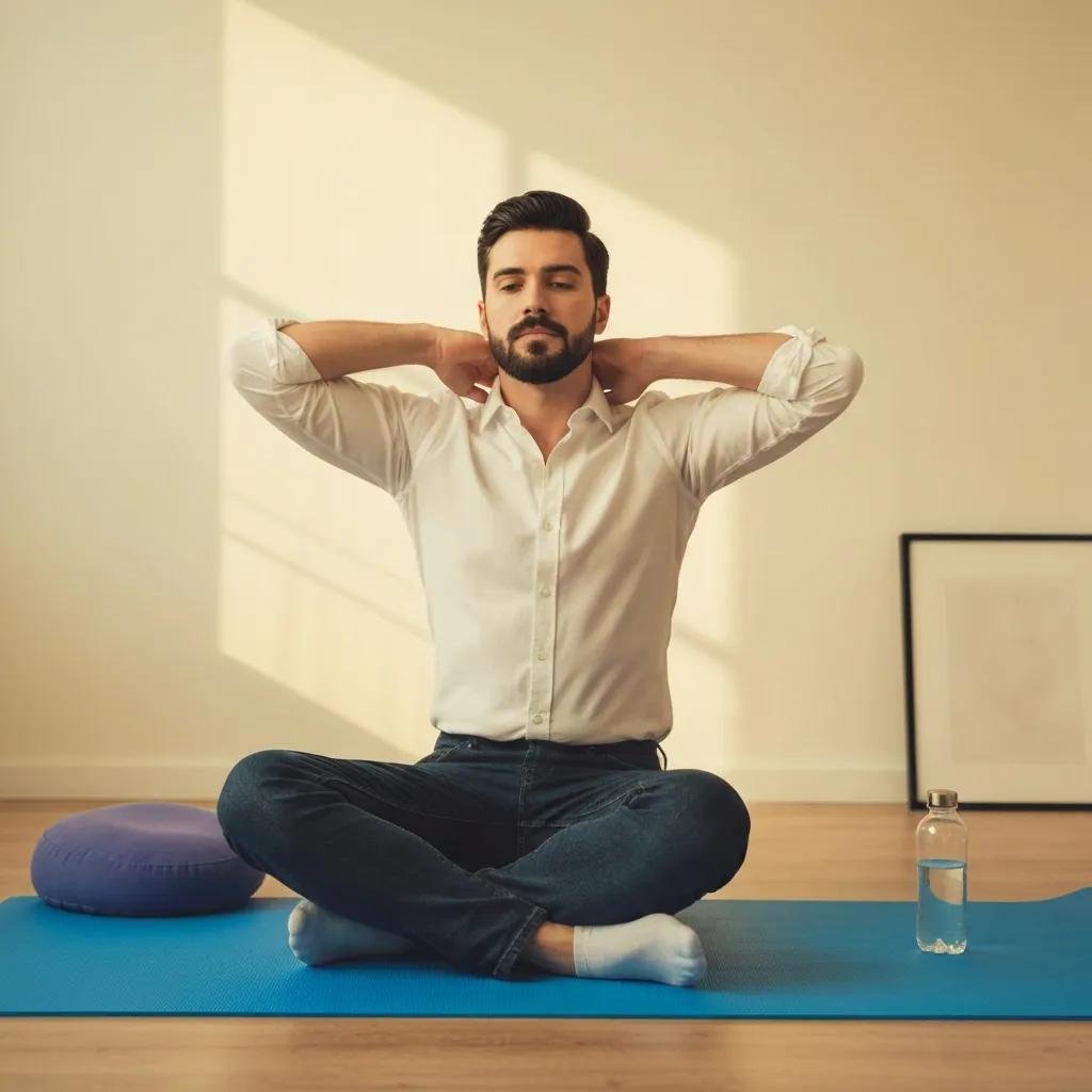 Person doing gentle neck exercises at home to support natural whiplash recovery