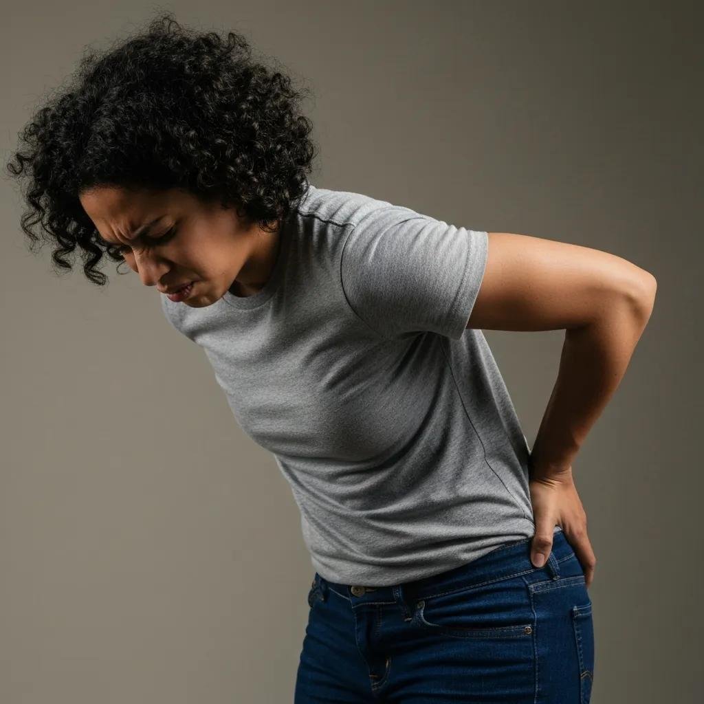 Person holding their lower back to show common musculoskeletal pain symptoms